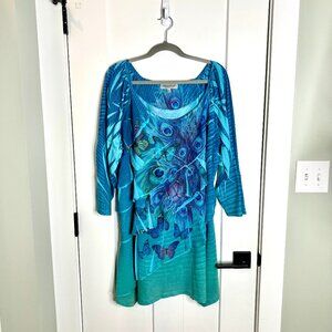 Closet Full Peacock Feather Butterfly Fairycore Ethereal Layer Tunic Top XXXL